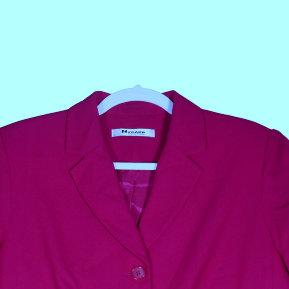 Vintage Nygard Jacket Blazer Womens M Deep Pink Lined Shoulder Pads Pockets - Picture 2 of 7